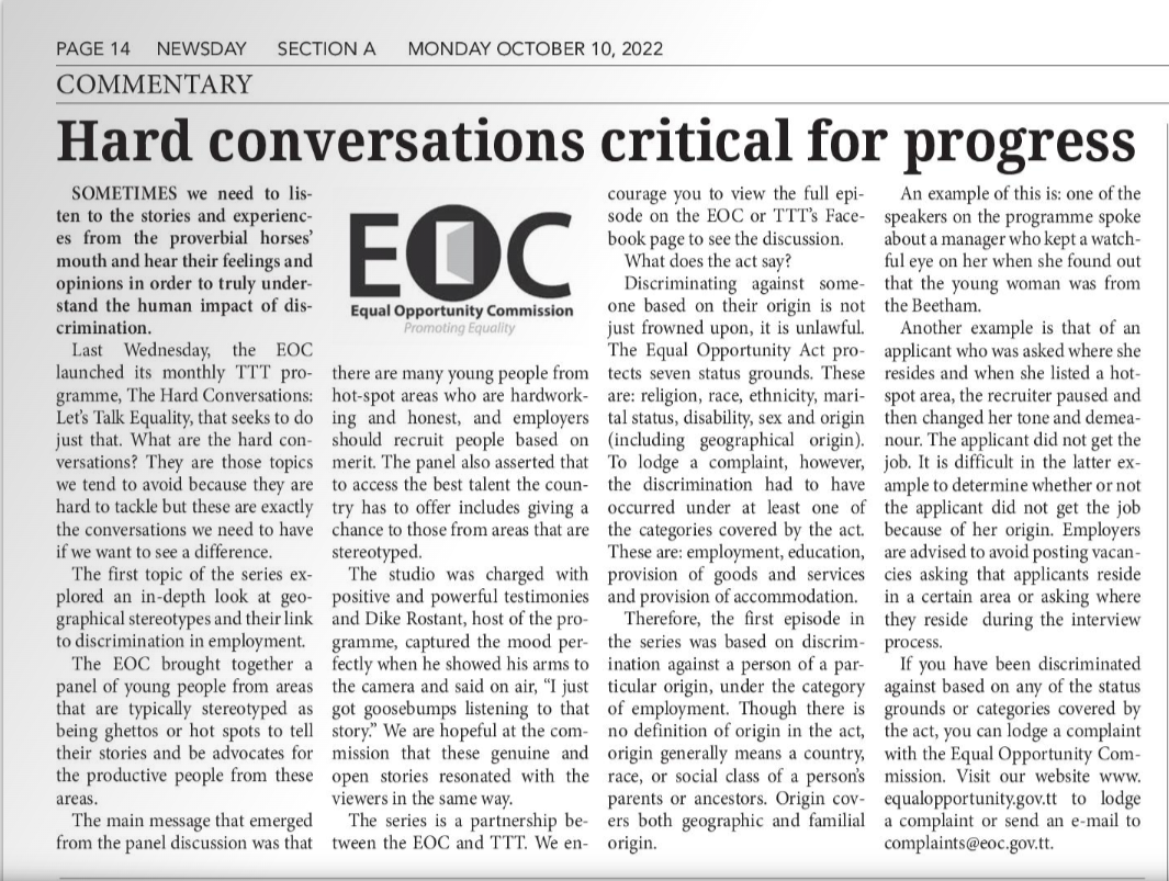 Hard conversations critical for progress